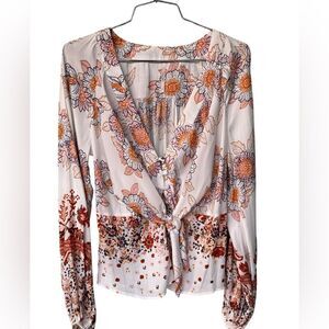 Free People Run Free Blouse Multi floral S